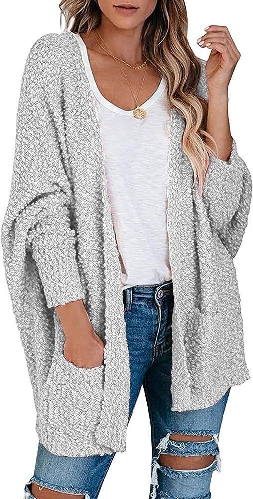 ANRABESS Womens Fuzzy Chunky Cardigan Popcorn Oversized Sherpa Slouchy Open Sweater Coat A230huis... | Amazon (US)