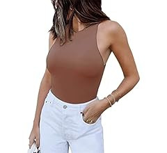 PRIMODA Women's Sexy Round Neck Sleeveless Racer Back High Cut Bodysuit Tank Top | Amazon (US)