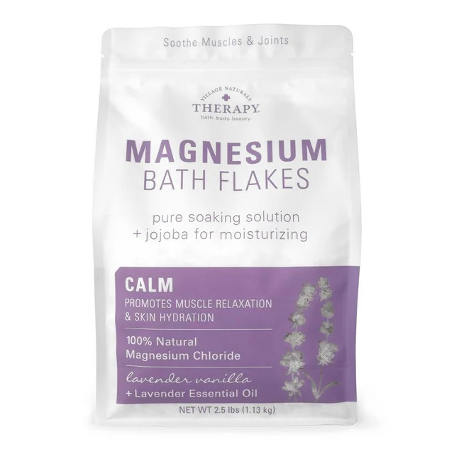 Village Naturals Therapy Calm Magnesium Bath Flakes, Lavender Vanilla Scent, 2.5 lb | Walmart (US)