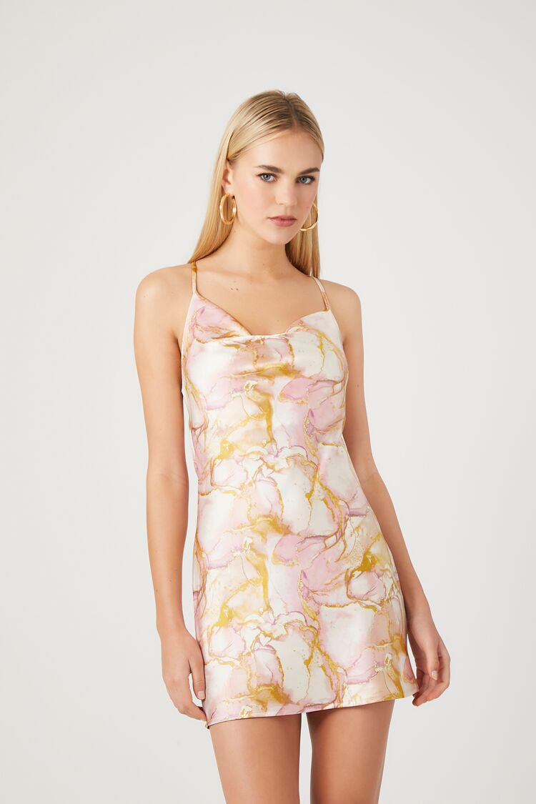 Cowl Neck Marble Print Slip Dress | Forever 21 (US)