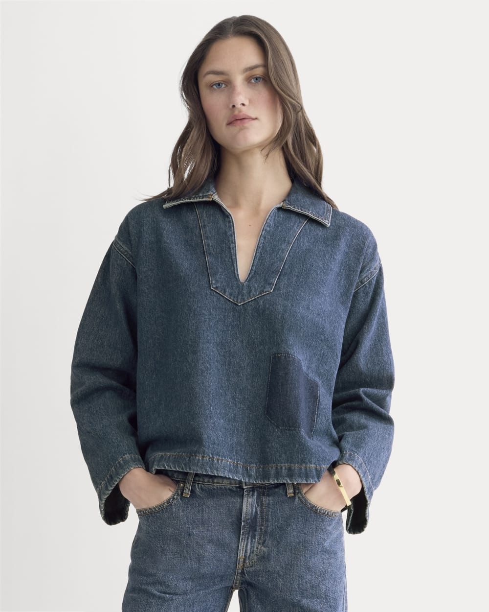 The Cropped Denim Tunic | Tungsten Blue Stone | Everlane