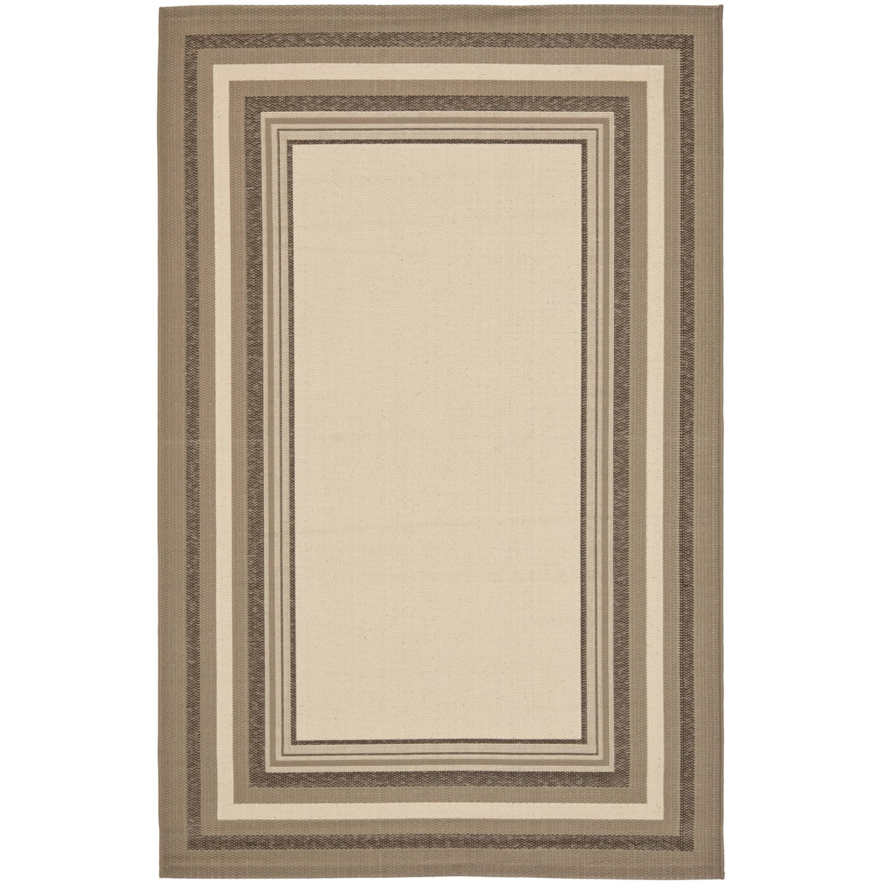 SAFAVIEH Courtyard Phoebe Striped Border Indoor/Outdoor Area Rug, Beige/Chocolate, 4' x 5'7" | Walmart (US)