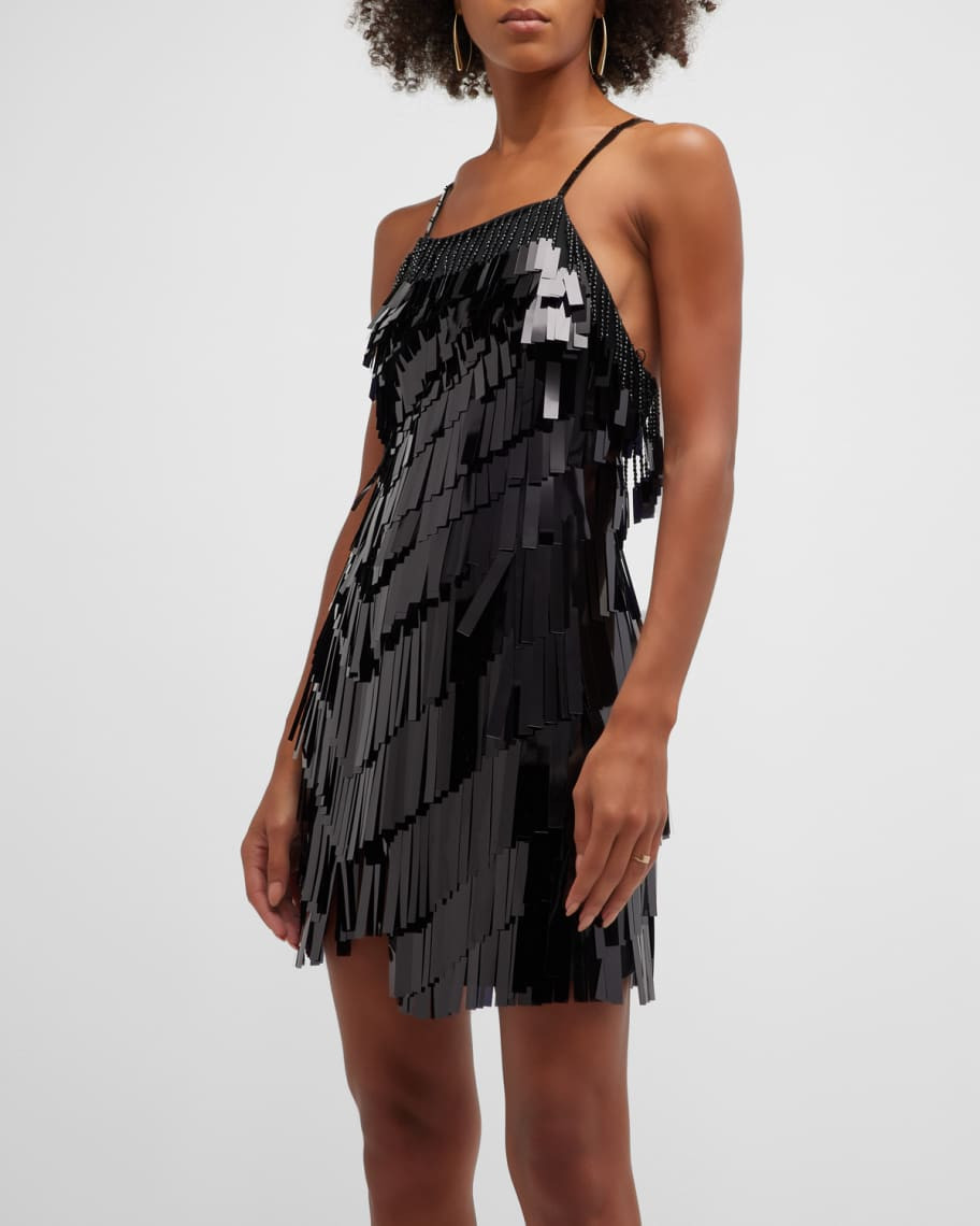 The Attico Beaded Sequin Fringe Mini Dress | Neiman Marcus