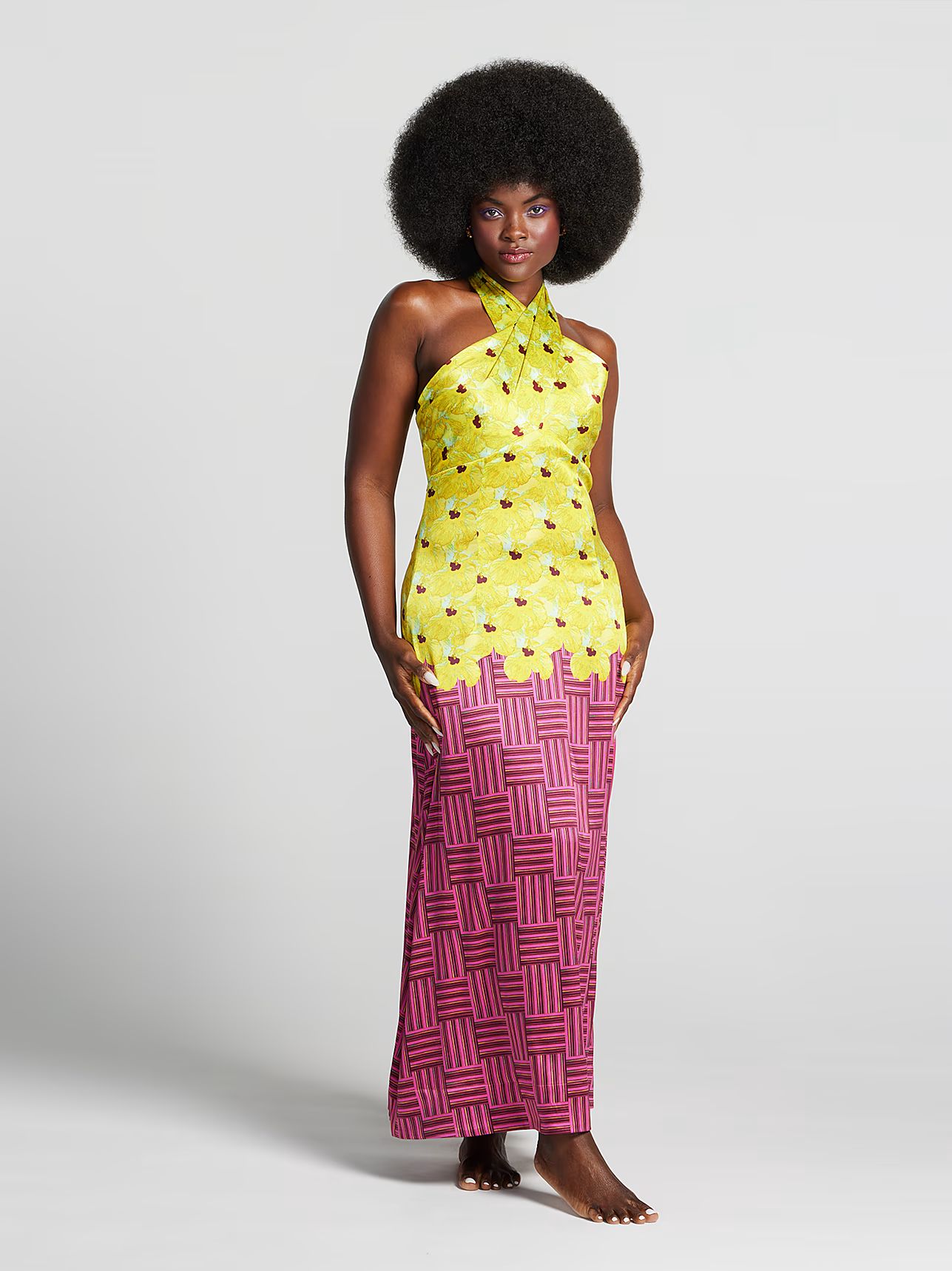 Bola Halterneck Stretch-Silk Maxi Dress - Gabrielle Union x Banke Kuku Collection - New York & Co... | New York & Company
