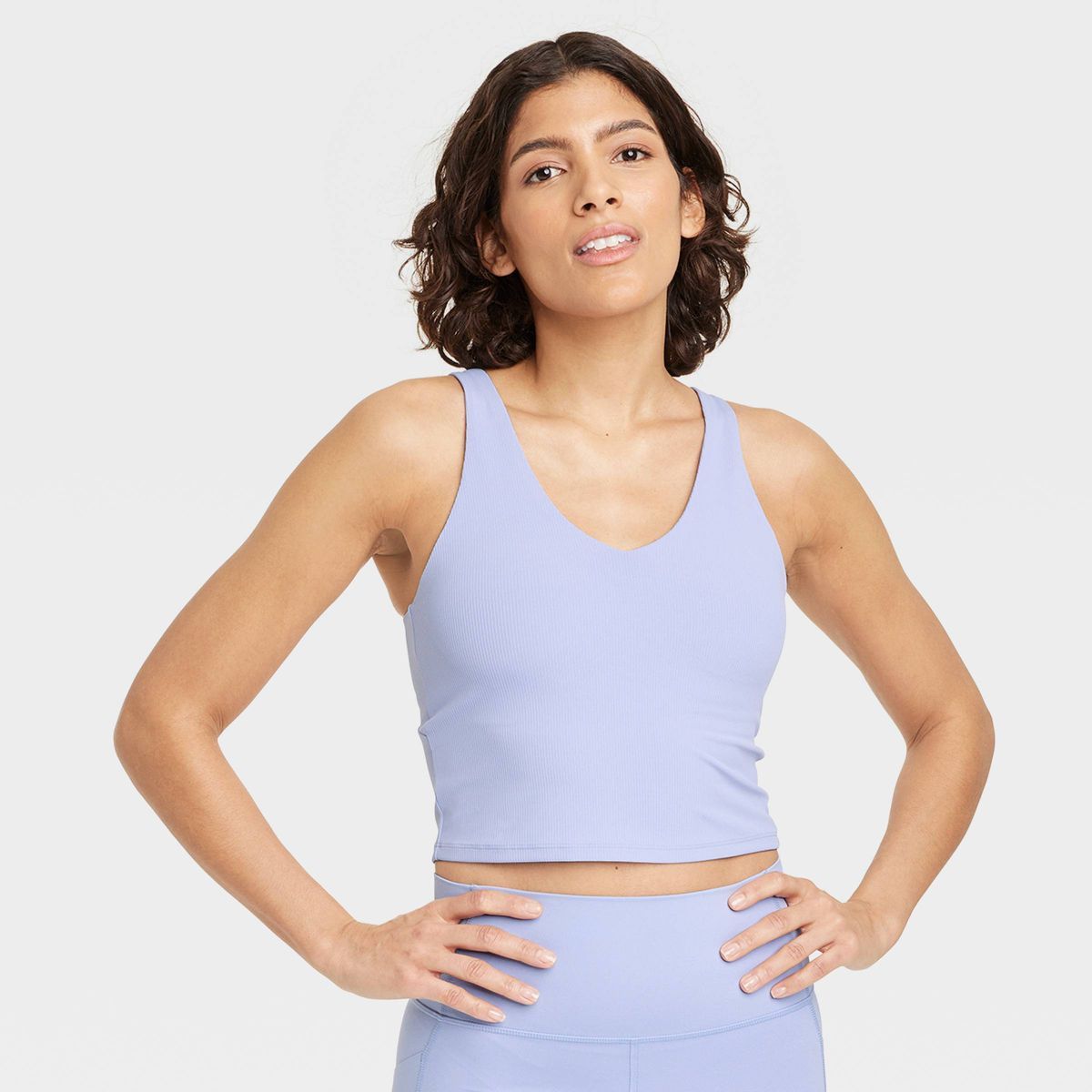 Women's Flex Light Support Rib V-Neck Crop Sports Bra - All In Motion™ | Target