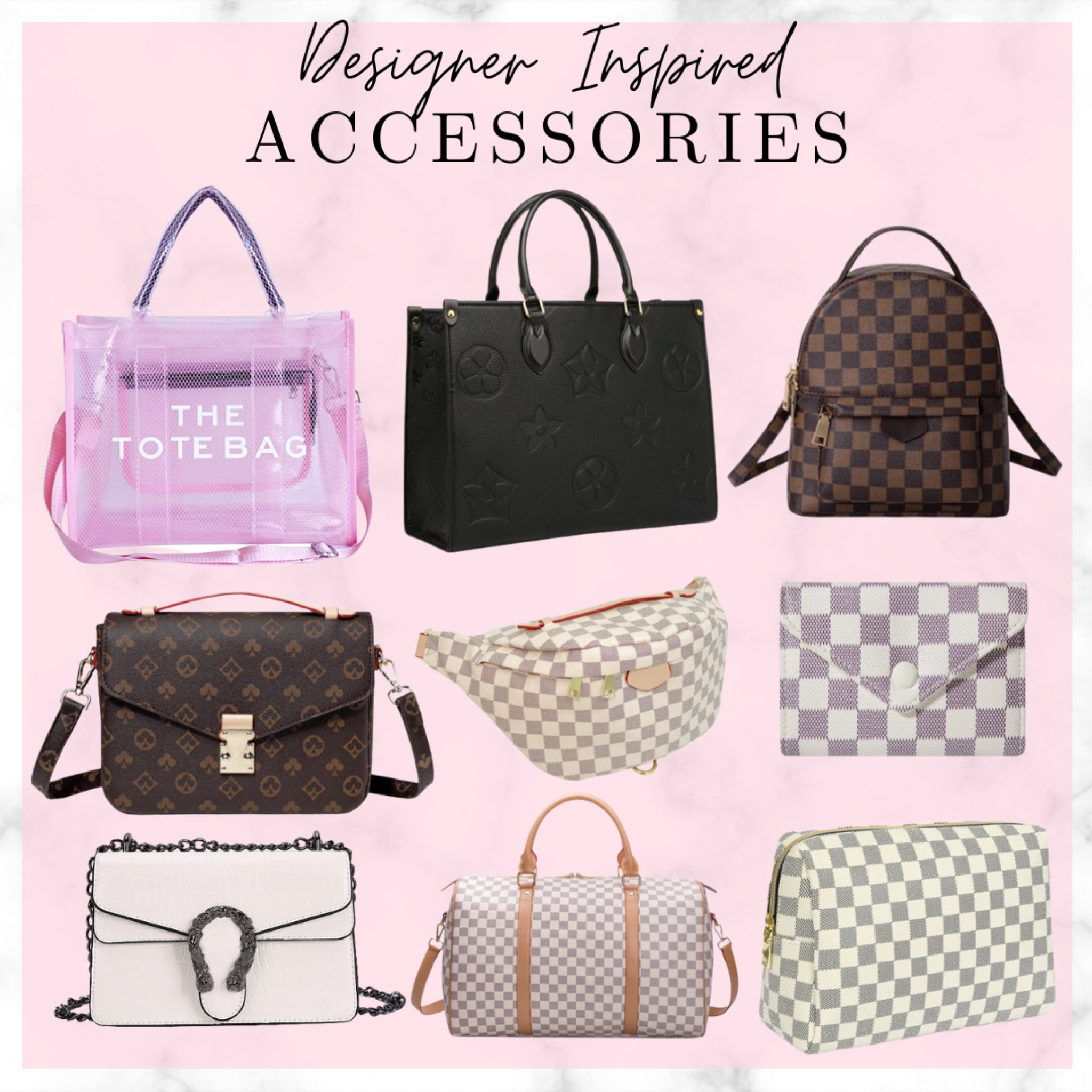 Some recent designer inspired finds!

LTKunder100 / LTKunder50 / it bag / designer handbag / designer inspired bags / luxury inspired bags / handbag / handbags / designer inspired / luxury inspired / Louis Vuitton / Gucci / Marc jacobs / dupes / sale alert / Christian Dior / Dior / sale  

#LTKsalealert #LTKitbag #LTKstyletip