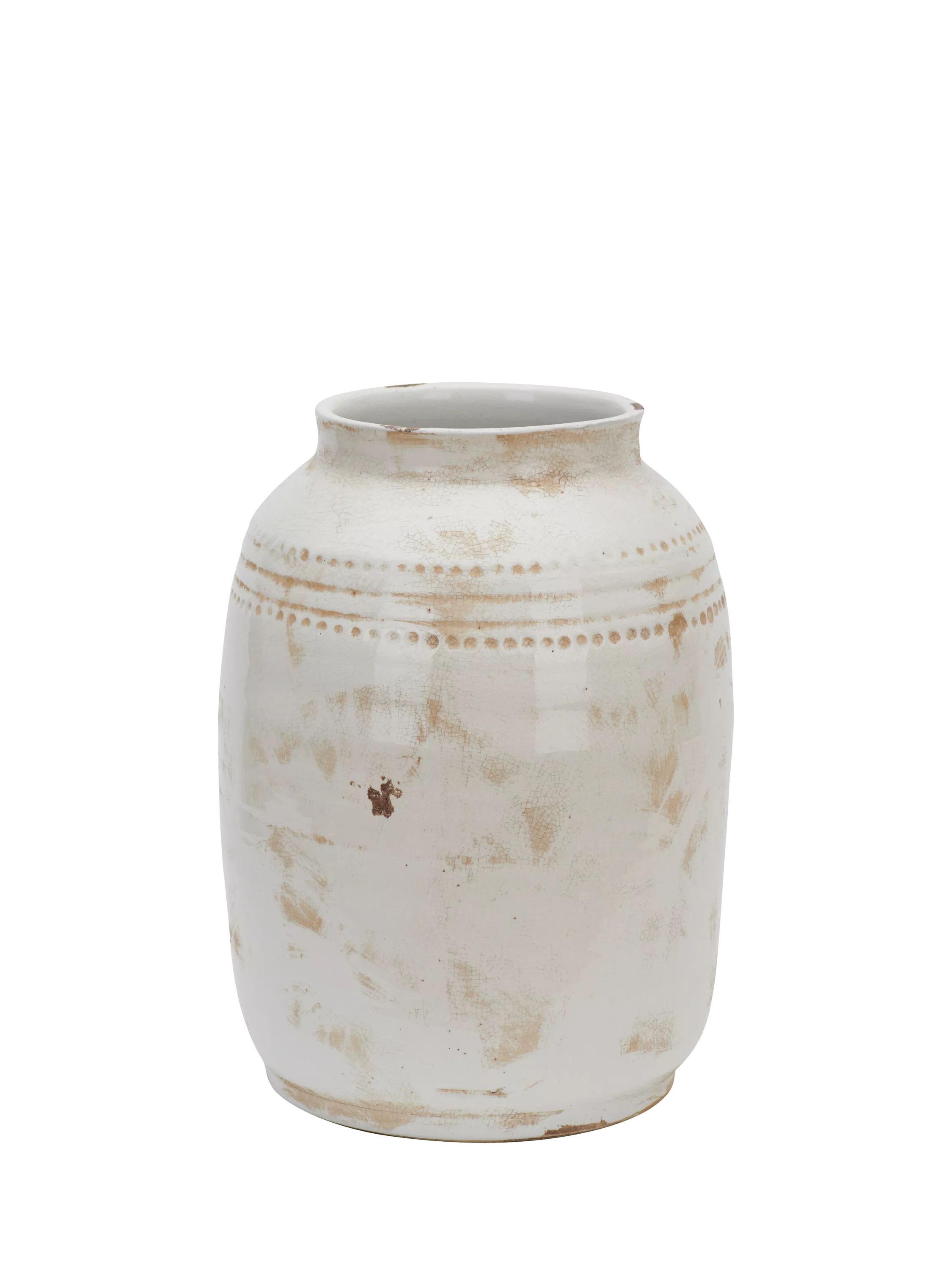 Neptune Haybrook Crackle Glaze Ceramic Barrel Vase, H32cm, Snow | John Lewis (UK)