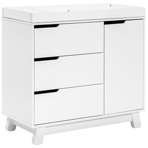 Babyletto Hudson 3 Drawer Dresser with Removable Changing Tray in White | Cymax
