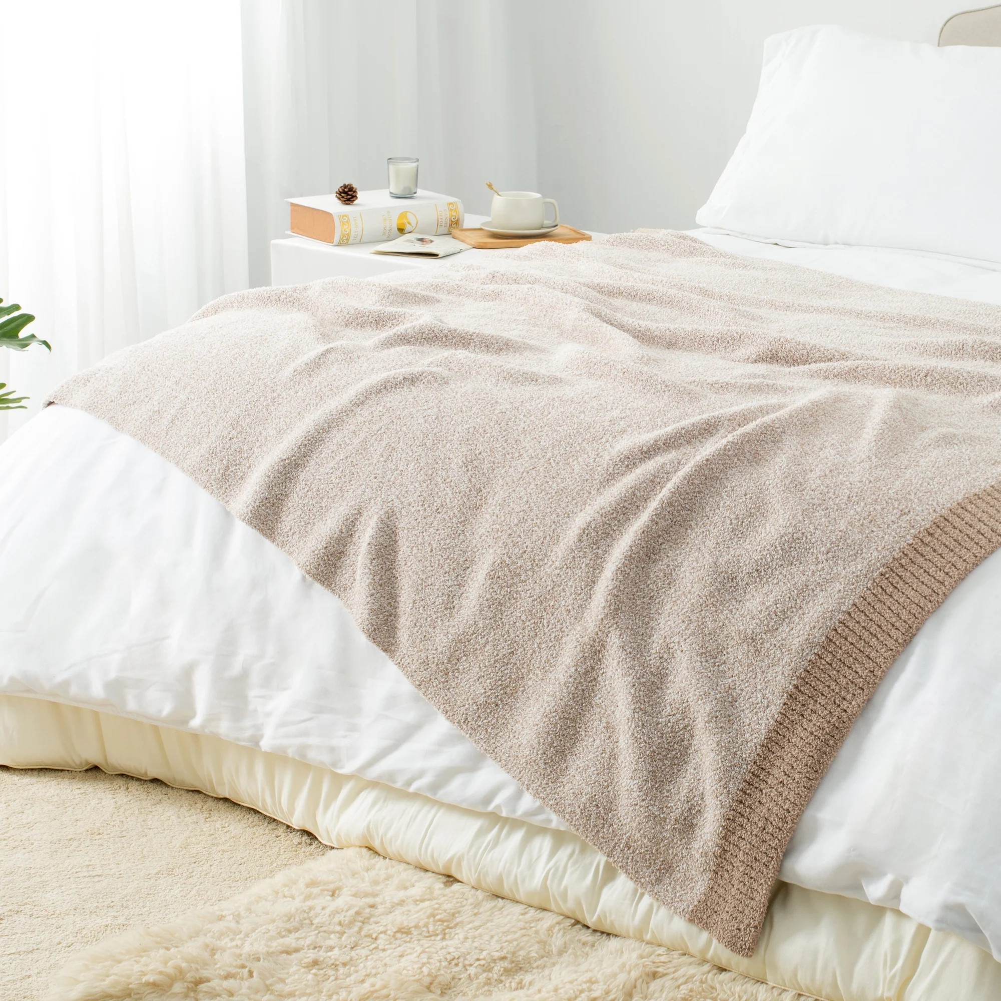 Carriediosa Soft Heather Throw Blanket 50" x 60", 400GSM Microfiber Fuzzy Fluffy Reversible Knitt... | Walmart (US)