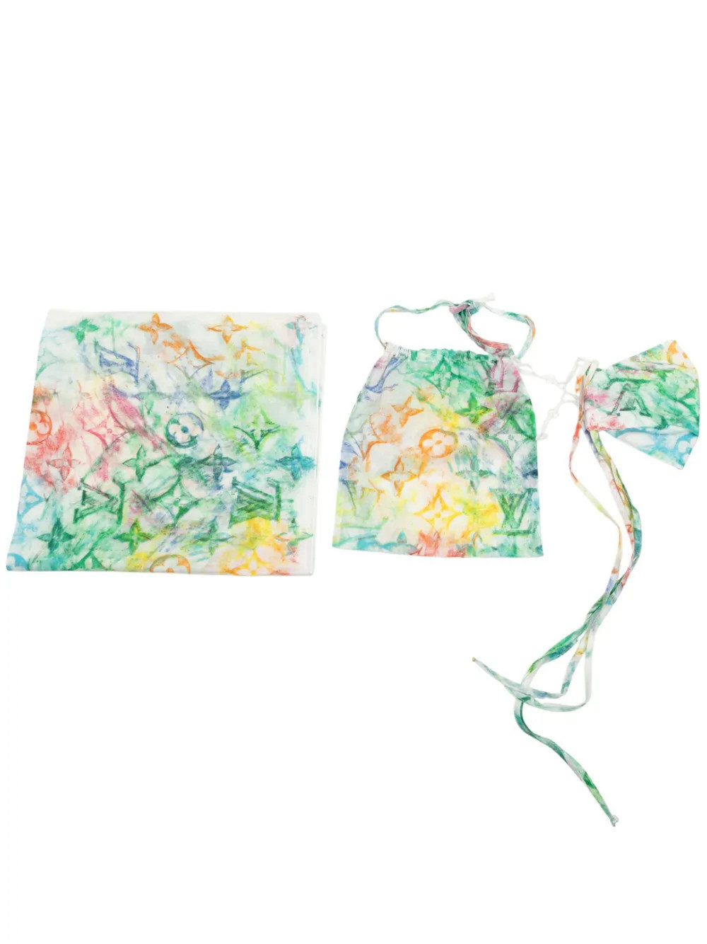 Louis Vuitton Pre-Owned 2020 Virgil Abloh Monogram Watercolor Bandana and Mask Set scarves - Multicolour | Farfetch Global
