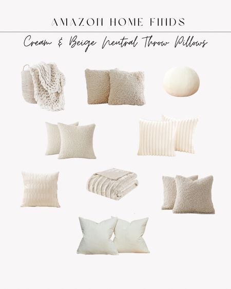 Amazon neutral cream and beige throw pillows 

#LTKhome #LTKunder50 #LTKFind