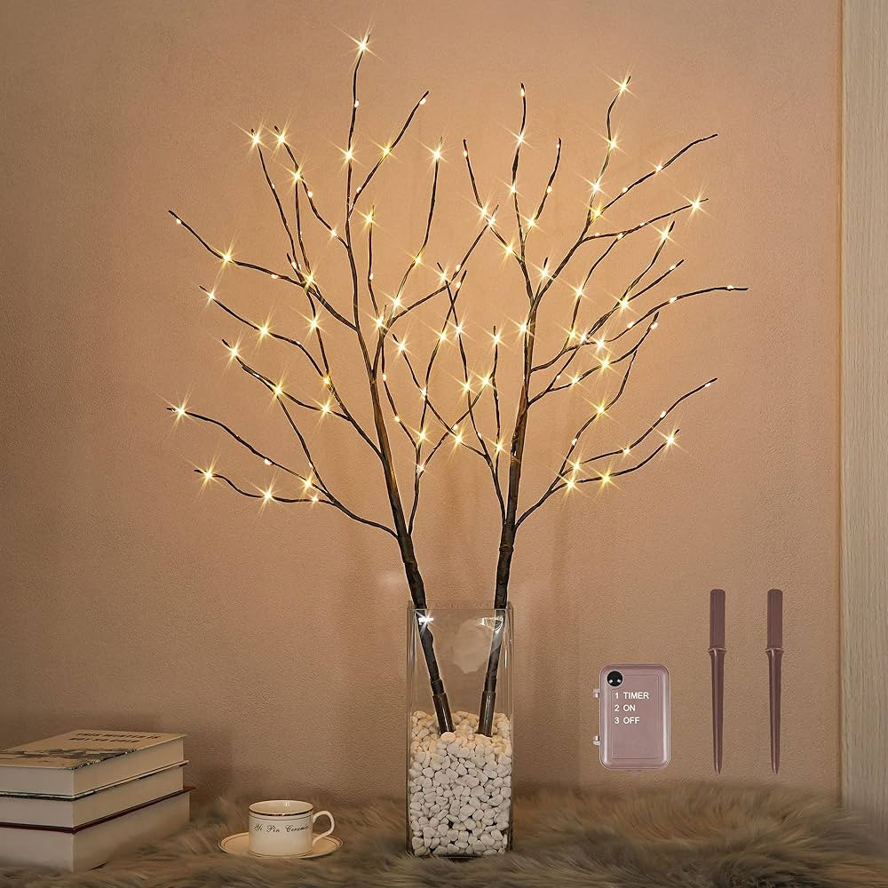Lightshare Twins 32IN Lighted Willow Branch with 120 Mini LED Pathway Lights for Christmas Room D... | Amazon (US)