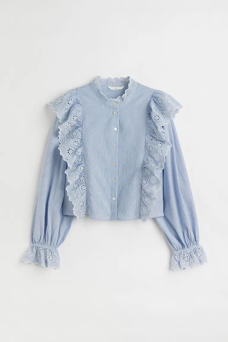 Broderie-detail flounced blouse | H&M (US + CA)