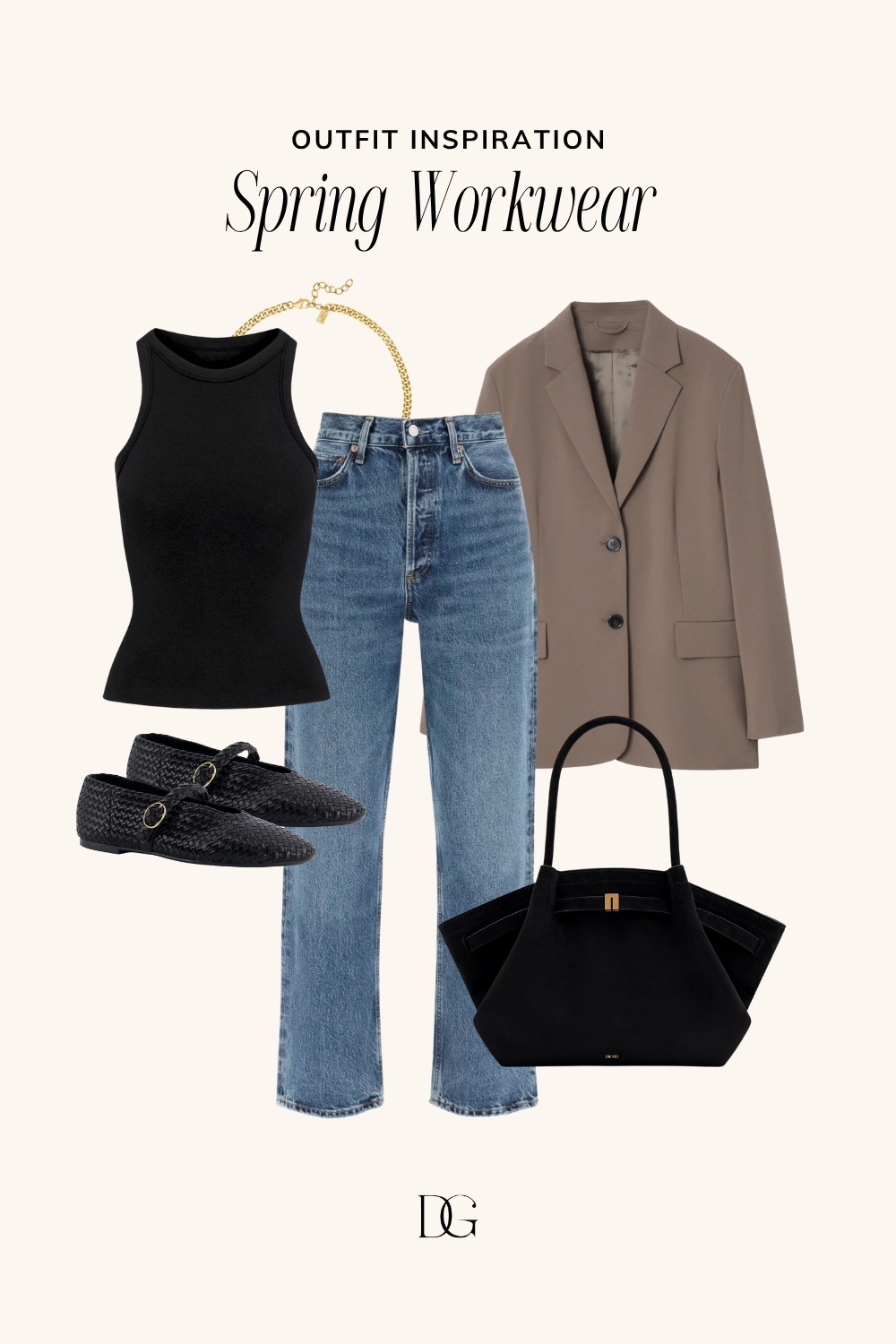 Spring Workwear Capsule | work outfit, work outfits, office attire, workwear outfit, workwear outfits, spring work outfit, spring work outfits, spring workwear style, spring work outfit idea, staple workwear, workwear basic, workwear basics, classic blazer, classic denim, skins tank, ballet flats, work tote, gold chain necklace, everyday jewelry 

#LTKSeasonal #LTKWorkwear #LTKStyleTip