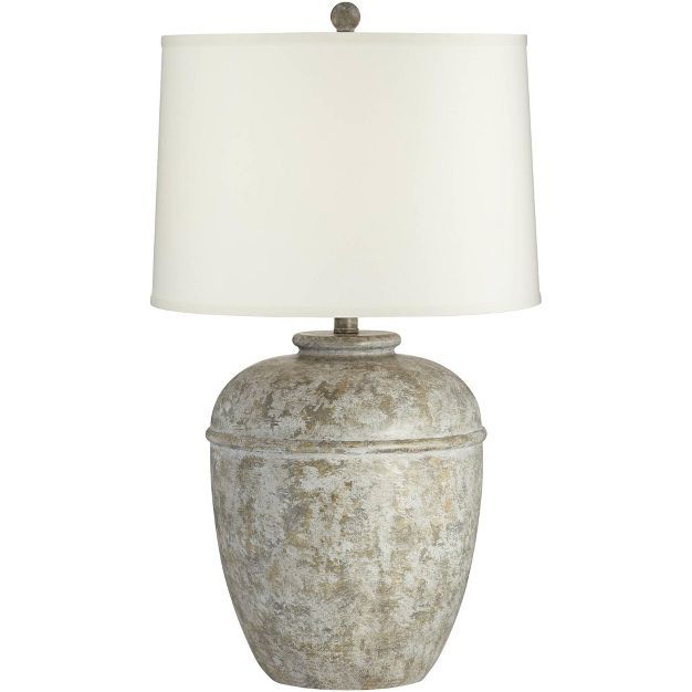 John Timberland Rustic Table Lamp Southwest 27" Tall Faux Mottled Stone Cream Linen Drum Shade Li... | Target