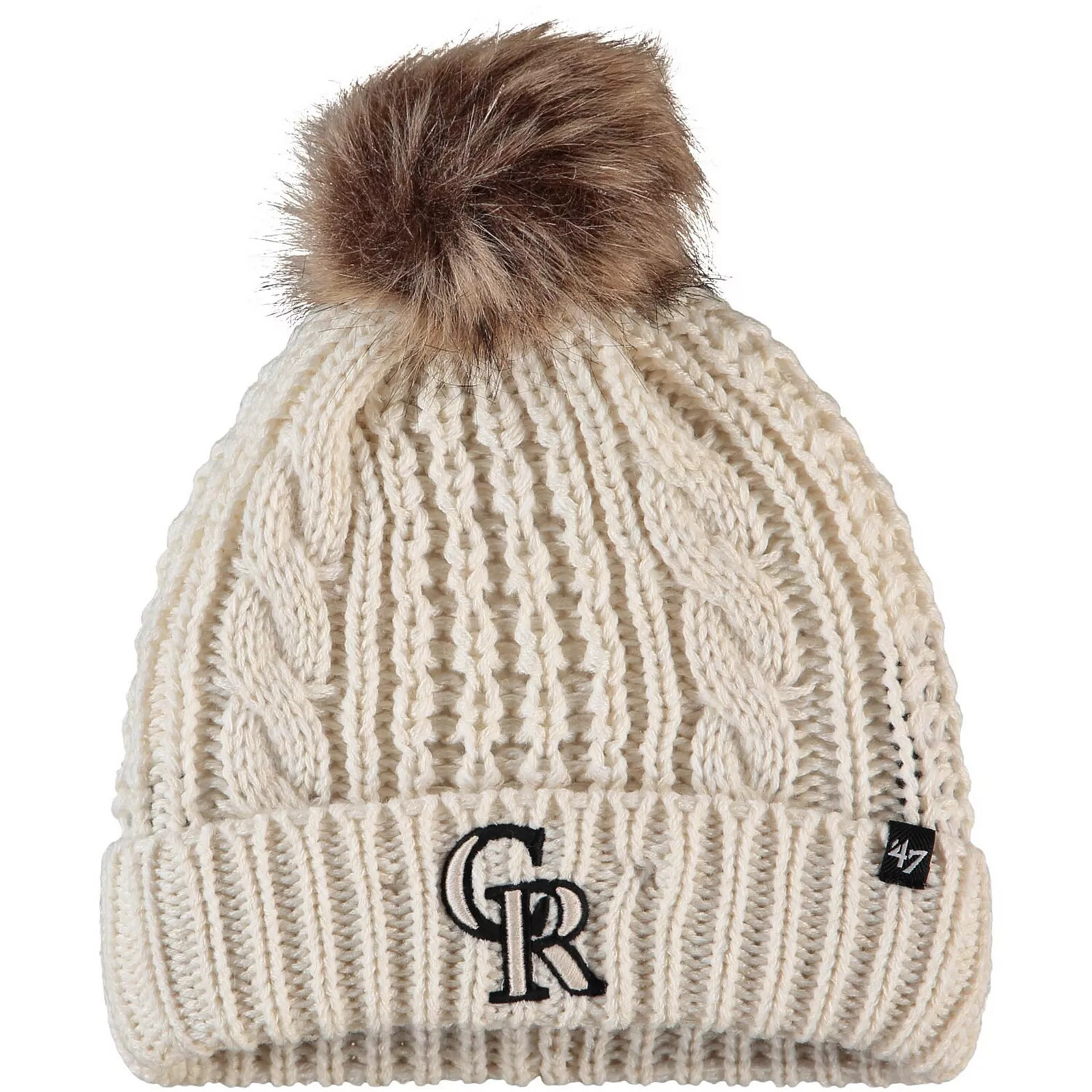 Women's '47 Cream Colorado Rockies Meeko Cuffed Knit Hat with Pom, Beige Over | Kohl's