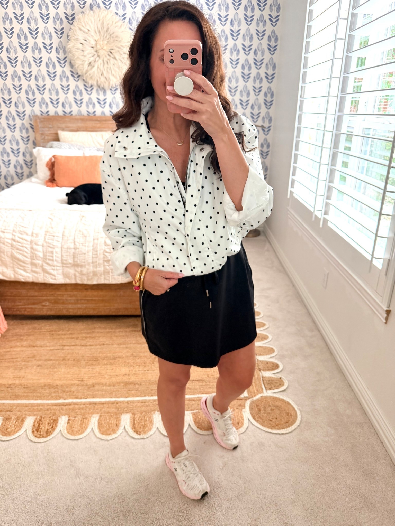 Cuuuutest polka dot jacket. Runs a little big. Wearing a small.
Athletic dress has built in shorts and bra. TTS
.


#LTKActive #LTKootd #LTKmomlife