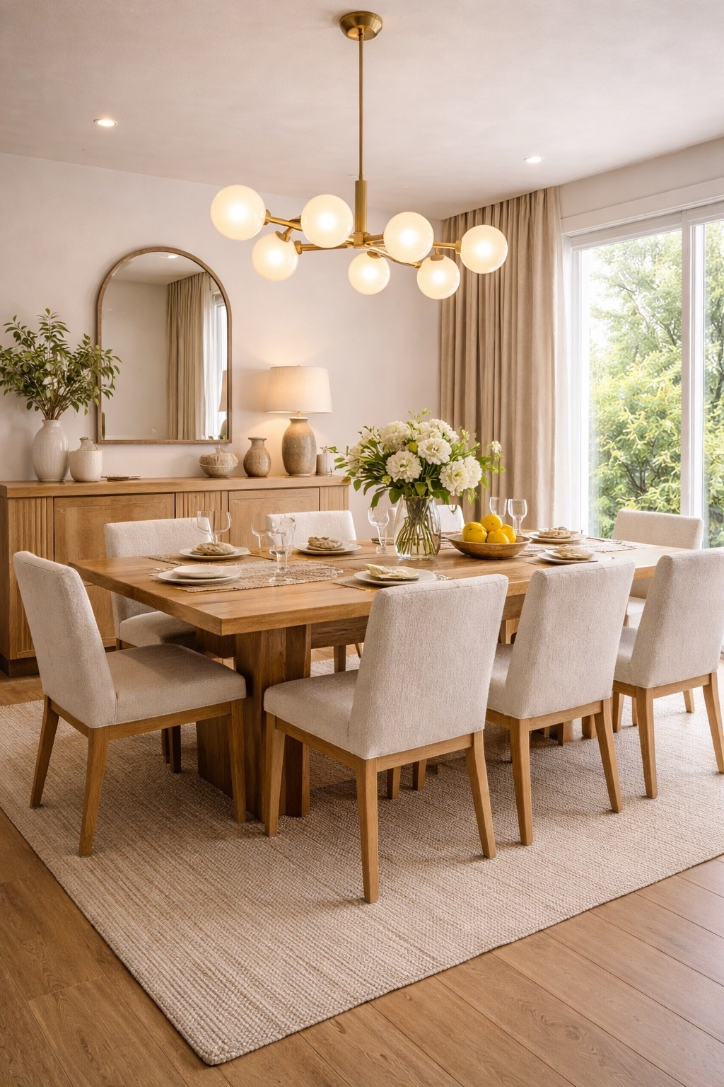 A bright neutral dining room with warm wood tones, upholstered chairs, and a clean timeless feel.

#diningroomideas #neutraldiningroom #moderndiningroom #diningroomdecor #softminimalism #warmminimalism #neutralhome #beigehome #homedecor #interiordesign #elegantinteriors #diningroominspo #diningtabledecor #statementlighting #homeinspo #designinspo #wayfairhome #ltkhome #ltkdecor #ltkdesign #ltkfinds #ltkit #shopthelook #pinteresthome #serenehome #cozyhome #neutraldecor #modernhome #decorinspo #organicmodern