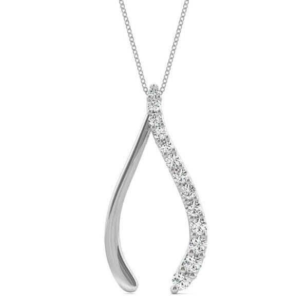 Moissanite by Charles & Colvard Sterling Silver Wish-Bone Necklace 0.45 TGW | Bed Bath & Beyond