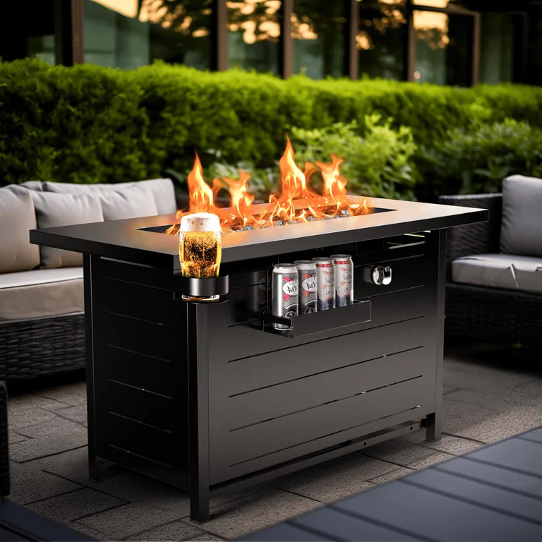 CHITOOMA 43" Propane Fire Pits for Outside 60,000 BTU Gas Fire Pit Table for Outside with Lid , G... | Walmart (US)