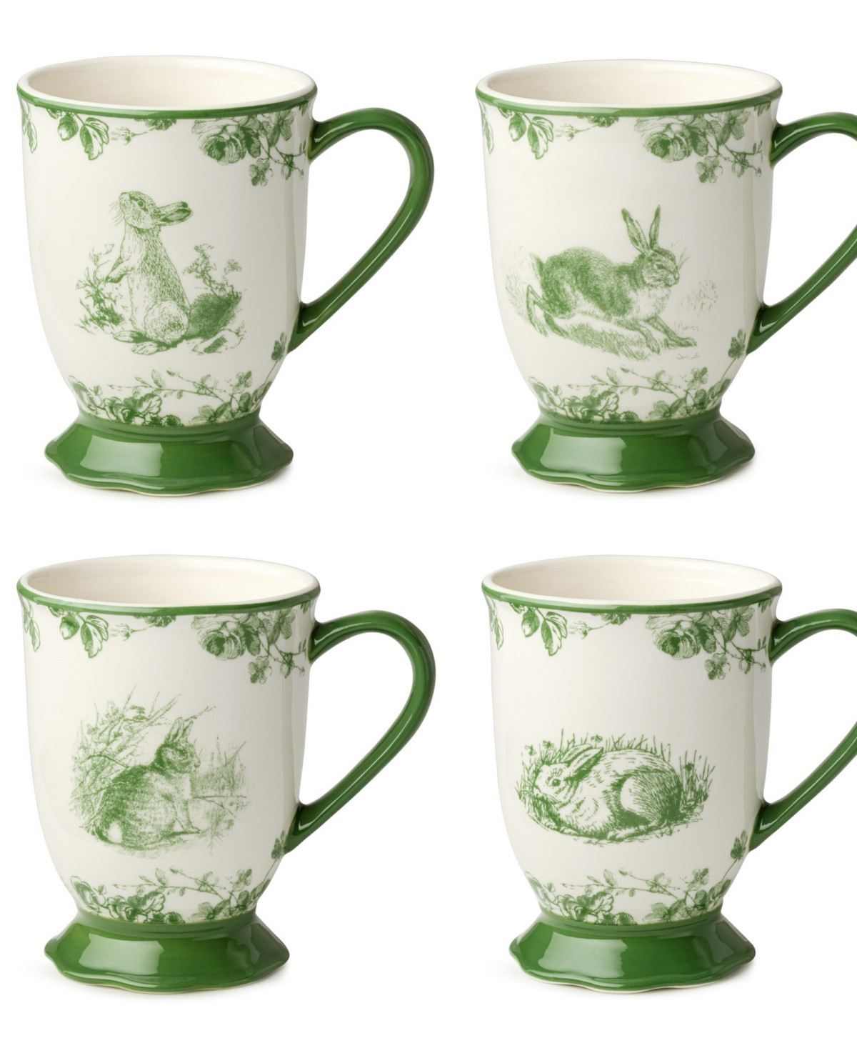 Certified International Le Jardin Mugs, Set of 4 - Green/White | Macy's