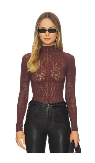 Wolford Reptile Net String Bodysuit in Brown. - size M | Revolve Clothing (Global)