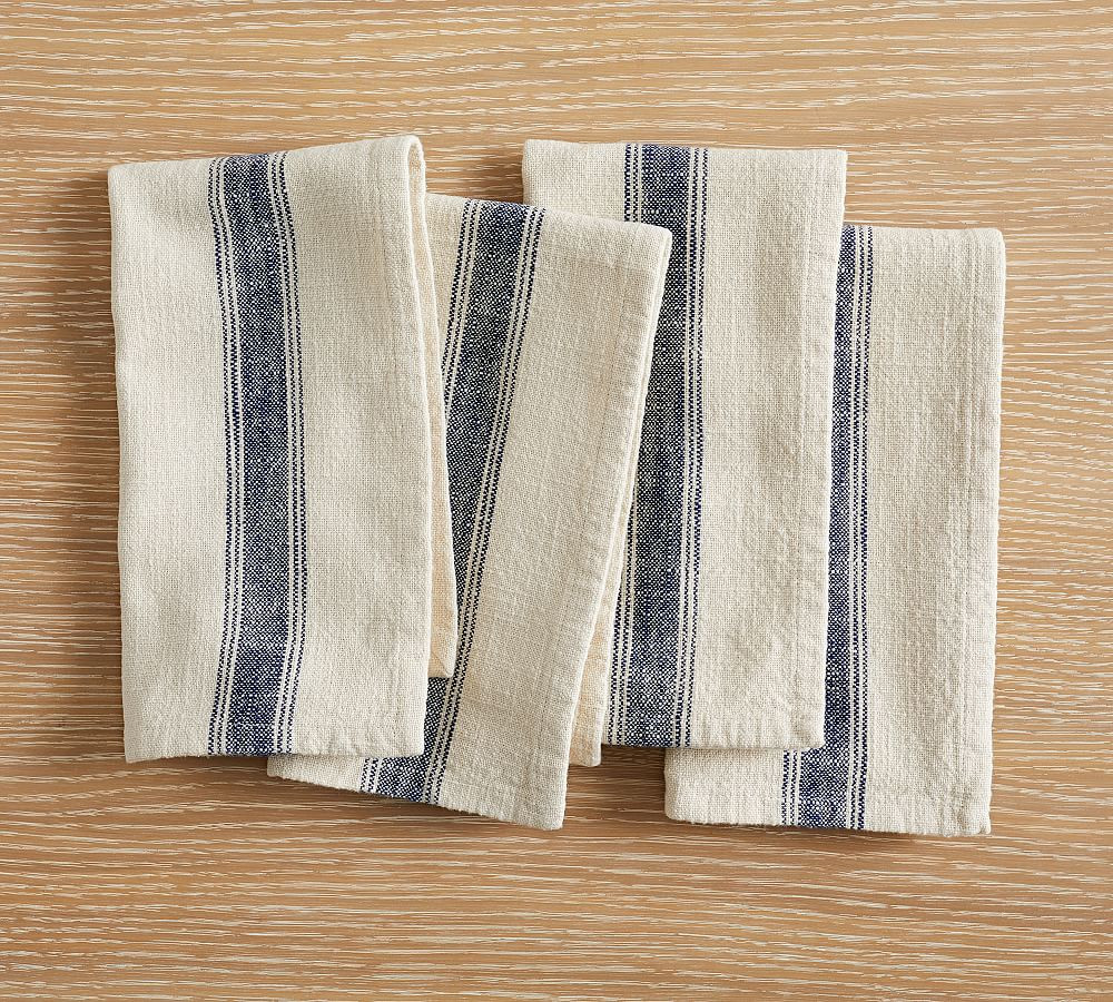 French Striped Organic Cotton Napkins - Set of 4 | Pottery Barn (US)