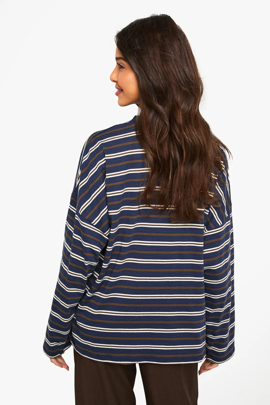 Striped Cotton Pocket Front Long Sleeve Top | Boohoo.com (UK & IE)