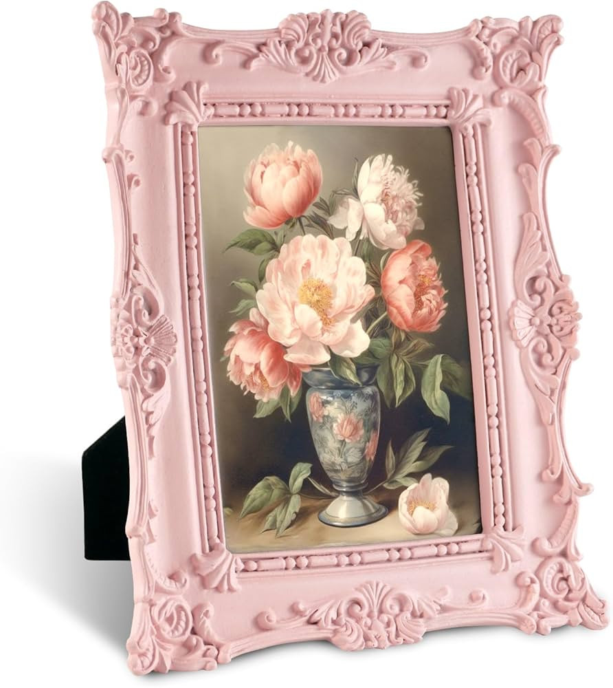 4x6 Vintage Photo Frames, Black Hand-Crafted Resin Photo Frame with Easel & Hook, Home Ornament f... | Amazon (US)