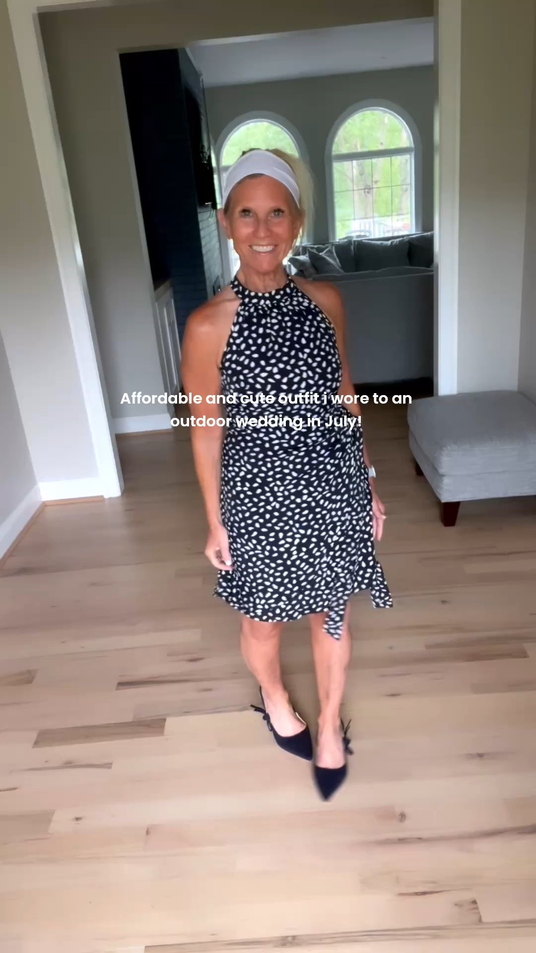 The perfect outfit for an outdoor wedding in July! It's affordable from Amazon! The dress is XS and comes in sizes up to XL and zips up the back. It looks like a wrap dress, but it's not- just a fun detail!

#LTKWedding #LTKPetite #LTKOver40