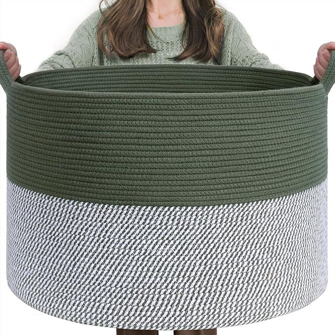 INDRESSME Large Laundry Storage Basket, 21.7 x 13.8 Blanket Baskets for Organizing Decorative Rop... | Amazon (US)