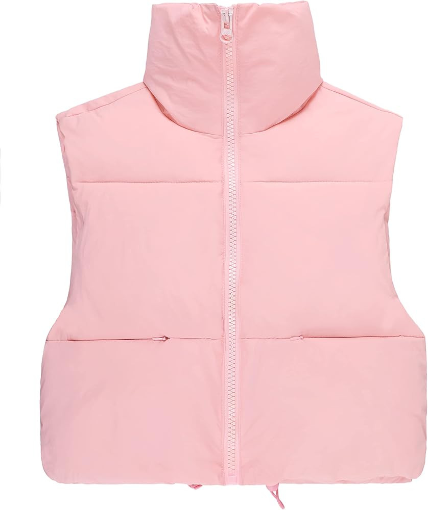 UANEO Cropped Puffer Vest Women Zip Up Stand Collar Sleeveless Padded Crop Puffy Vests | Amazon (US)