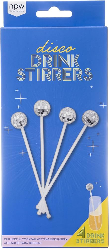 Disco Drink Stirrers 4 Pack, Trendy Disco Ball Barware, Retro Party Accessories, Groovy Drinkware | Amazon (US)
