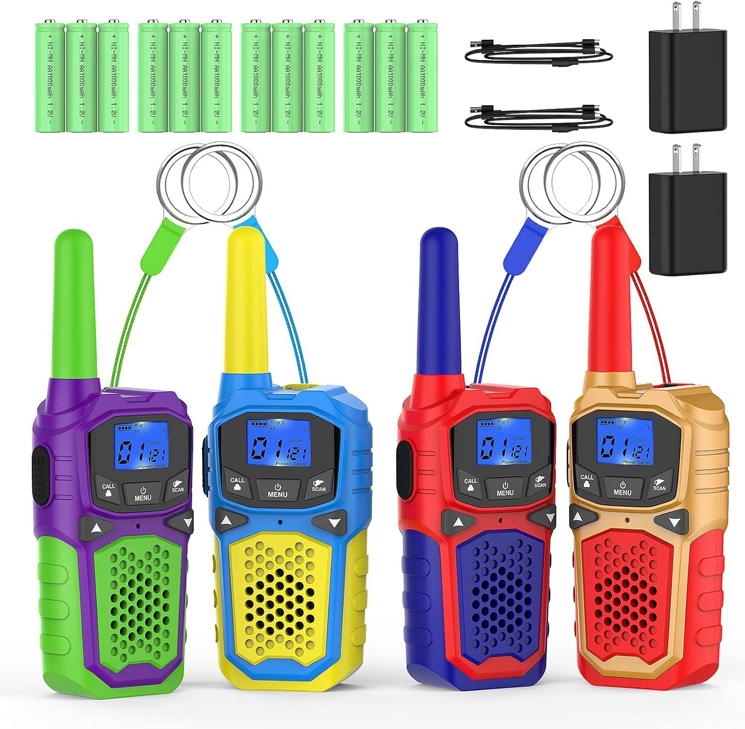 Kids Walkie Talkie 4 Pack, Rechargeable Walky Talky for Adutls Kids Family 2 Way Radio Walkie-Tal... | Amazon (US)