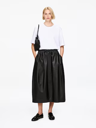 Barrel Leather Skirt – Black – Women – ARKET GB | Arket UK