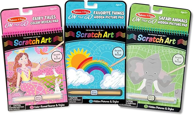 Melissa & Doug On the Go Scratch Art Activity Books Set - Fairy Tales, Favorite Things, Safari An... | Amazon (US)
