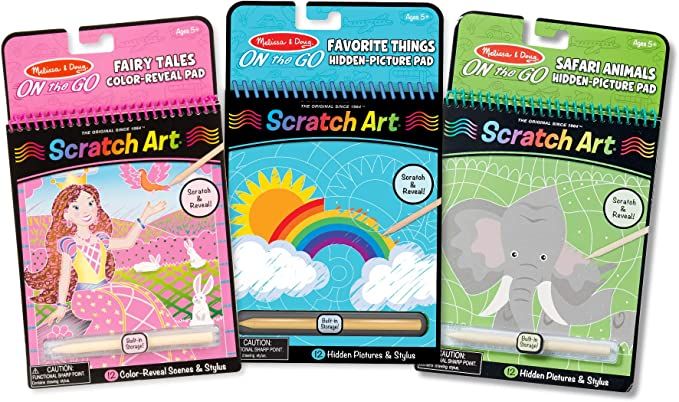 Melissa & Doug On the Go Scratch Art Activity Books Set - Fairy Tales, Favorite Things, Safari An... | Amazon (US)