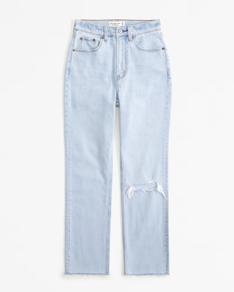 Curve Love Ultra High Rise Ankle Straight Jean | Abercrombie & Fitch (US)