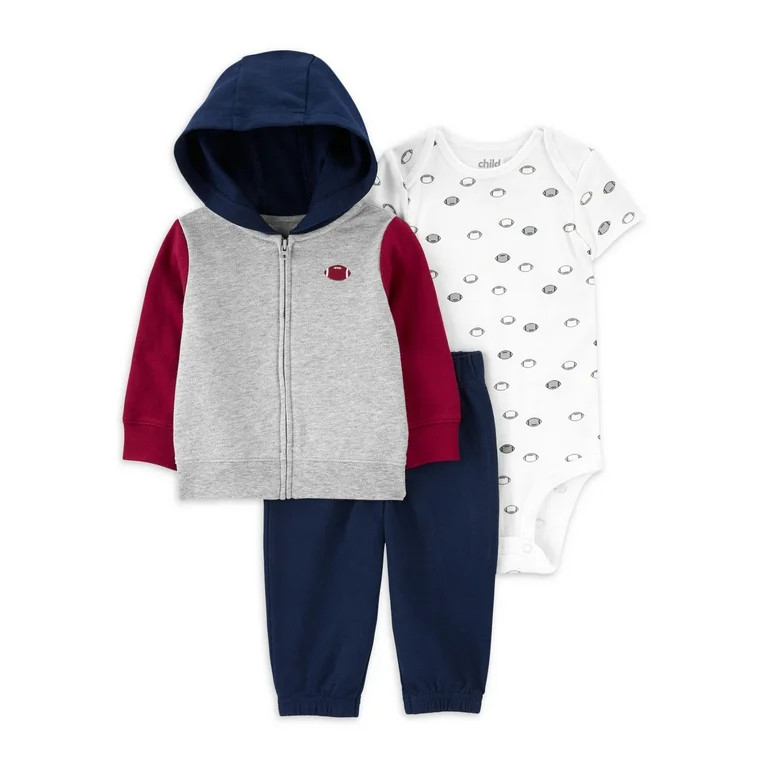 Carter's Child of Mine Baby Boys Football Cardigan Set, 3-Piece, Sizes 0 Months - 24 Months | Walmart (US)