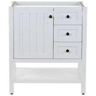 Lanceton 30 in. W x 22 in. D x 34 in. H Bath Vanity Cabinet Only in White | The Home Depot