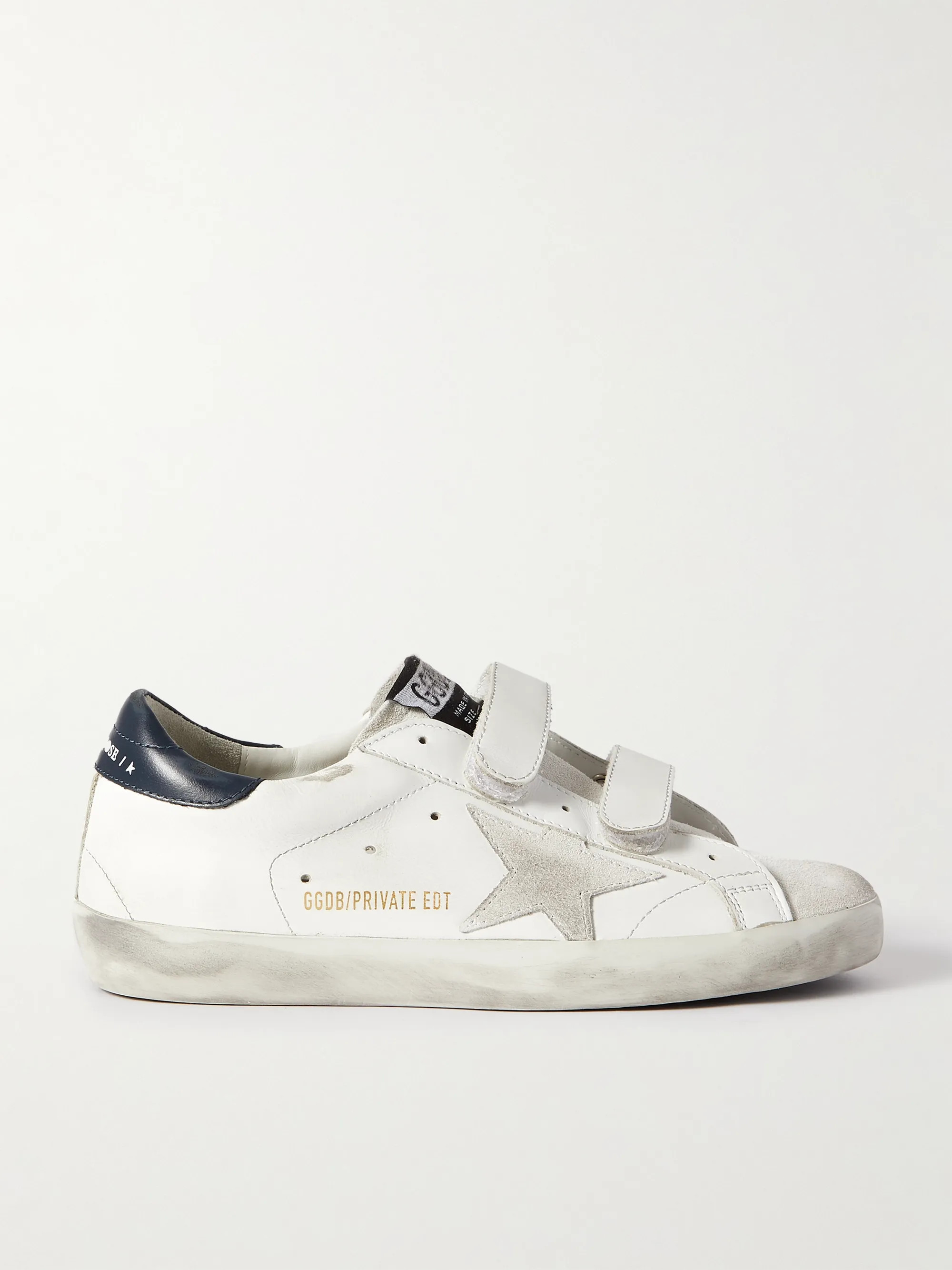 White Old School distressed leather sneakers | Golden Goose | NET-A-PORTER | NET-A-PORTER (UK & EU)