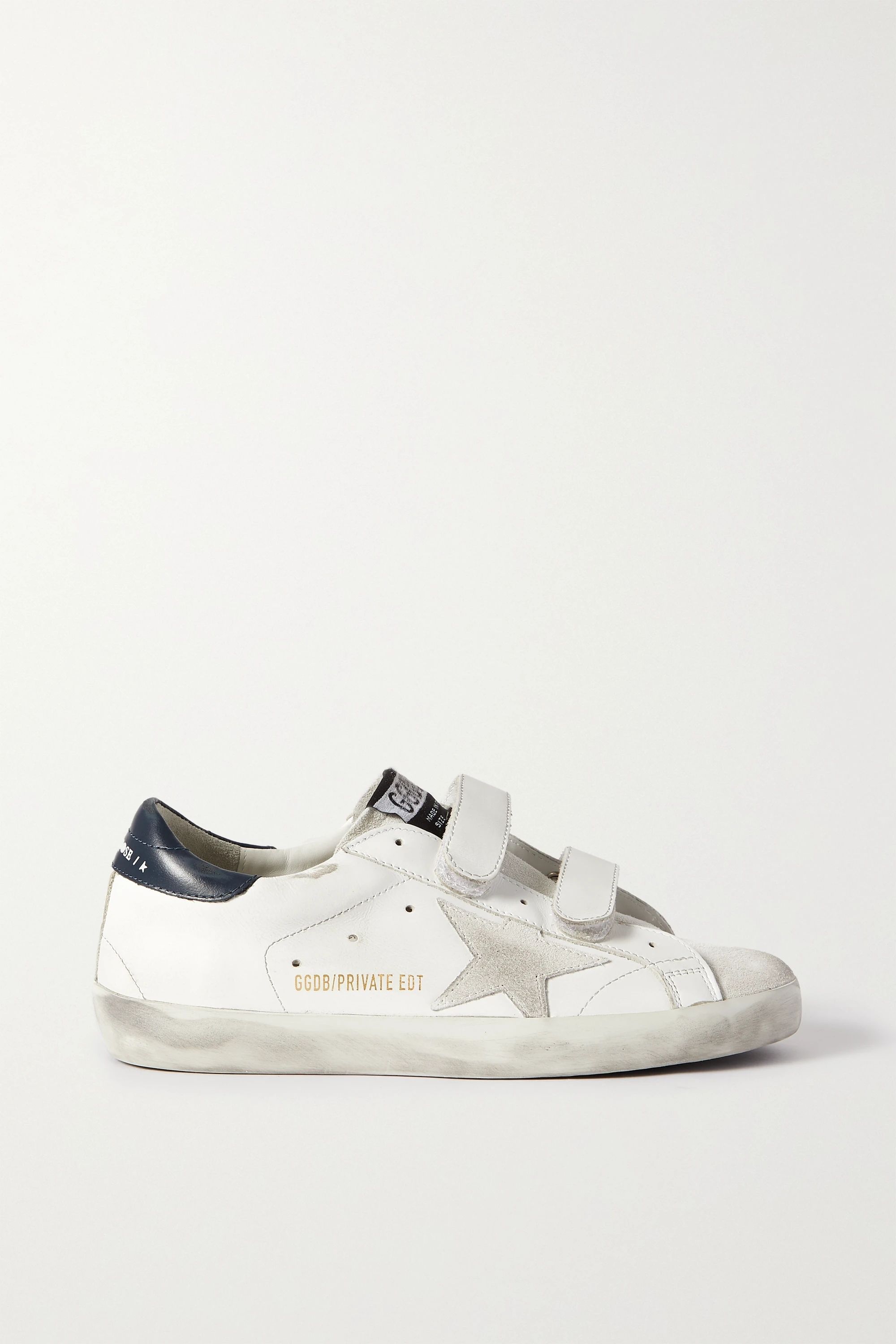 White Old School distressed leather sneakers | Golden Goose | NET-A-PORTER | NET-A-PORTER (UK & EU)