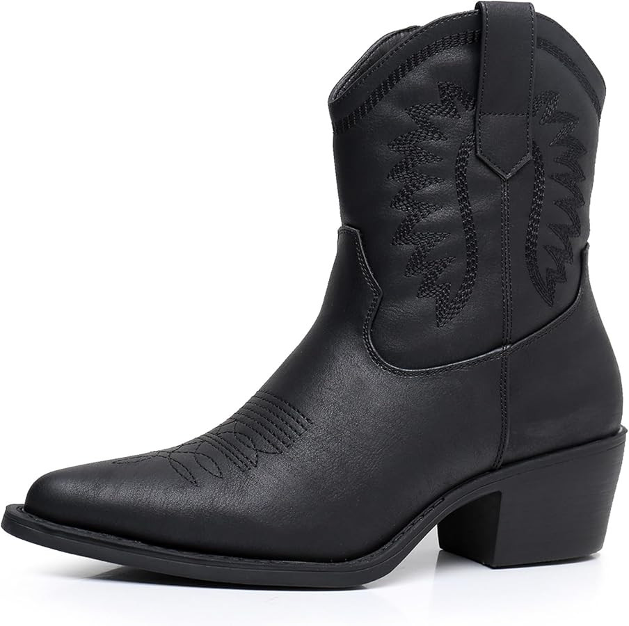 GLOBALWIN Women's Western Charm Cowgirl Boots Mid Calf Comfy Cowboy Boots For Women With Pointed ... | Amazon (US)