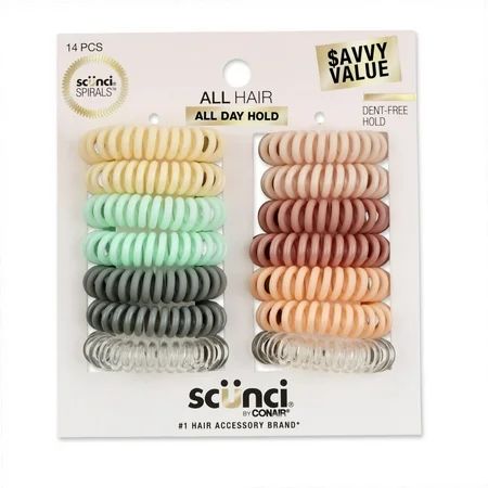 Scunci No-Damage Plastic Coiled Ponytail Holder Hair Ties Assorted Pastels 14 Ct | Walmart (US)