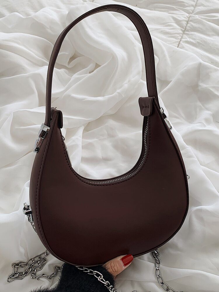 Minimalist Zip Shoulder Baguette Bag | SHEIN