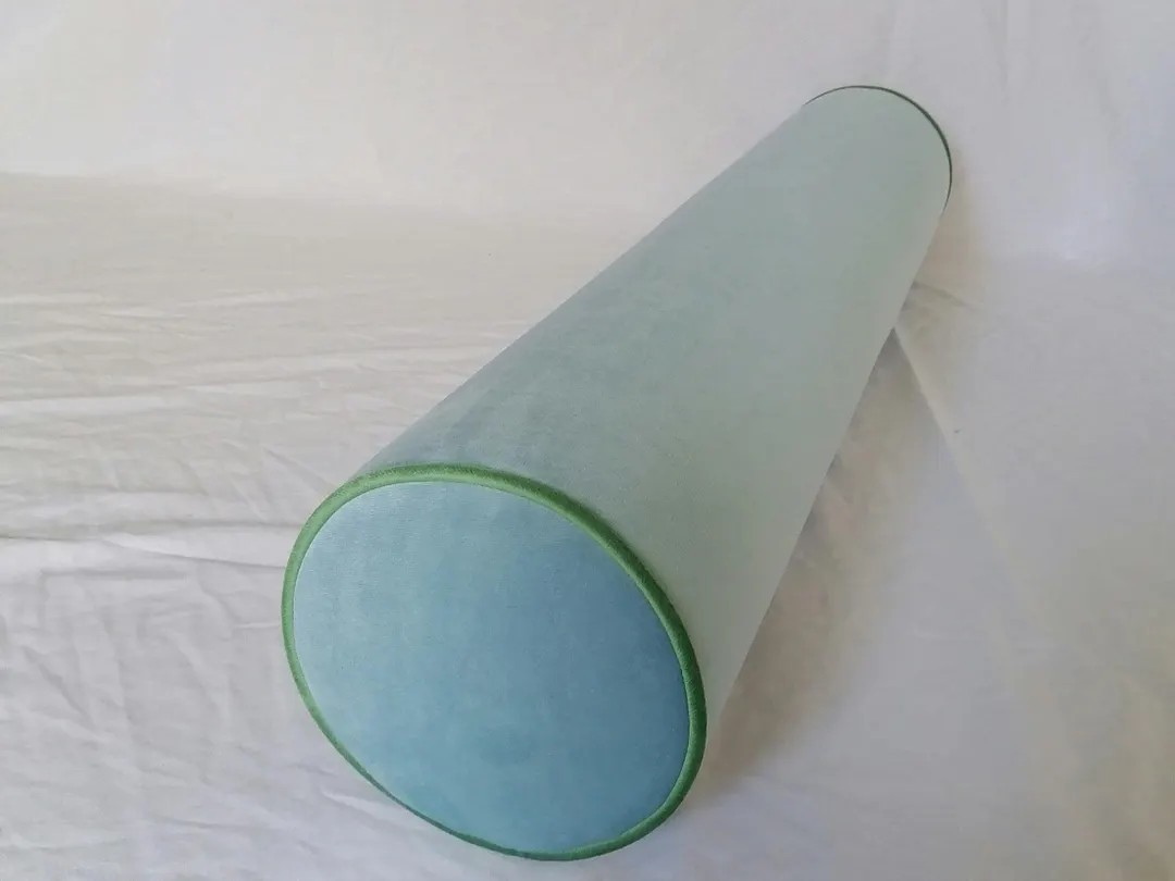 Aqua Velvet Bolster Pillow Cover, Green Contrast Piping | Etsy (US)