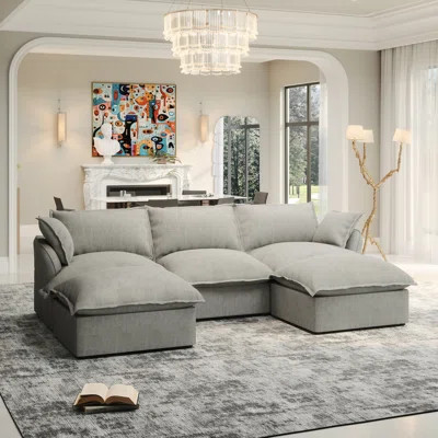 Upholstered Sofa, Cloud Sofa Modular Sectional Sofa Cloud U-Shaped Modern Couch Down Fill Cushions Soft Couches For Living Room, Bedroom Linen Blend | Wayfair North America