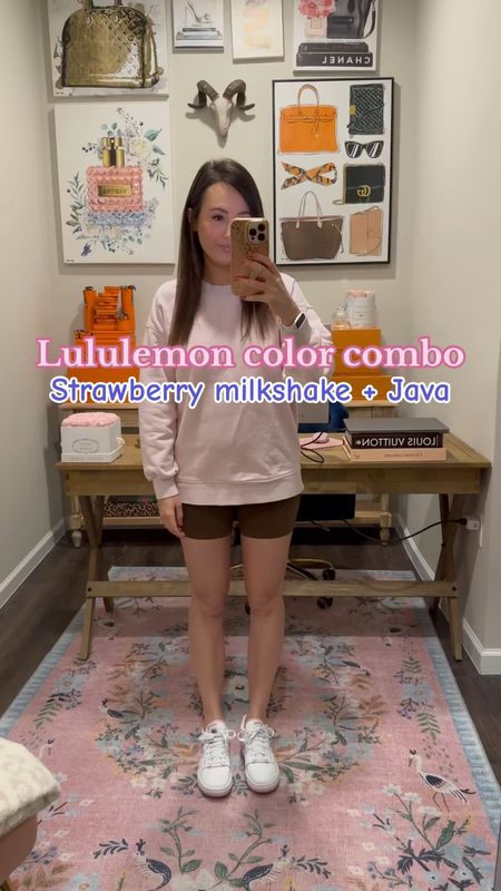 Lululemon sweatshirt (strawberry milkshake size 6) with align shorts (Java size 4)




#LTKfindsunder100 #LTKSeasonal #LTKfitness