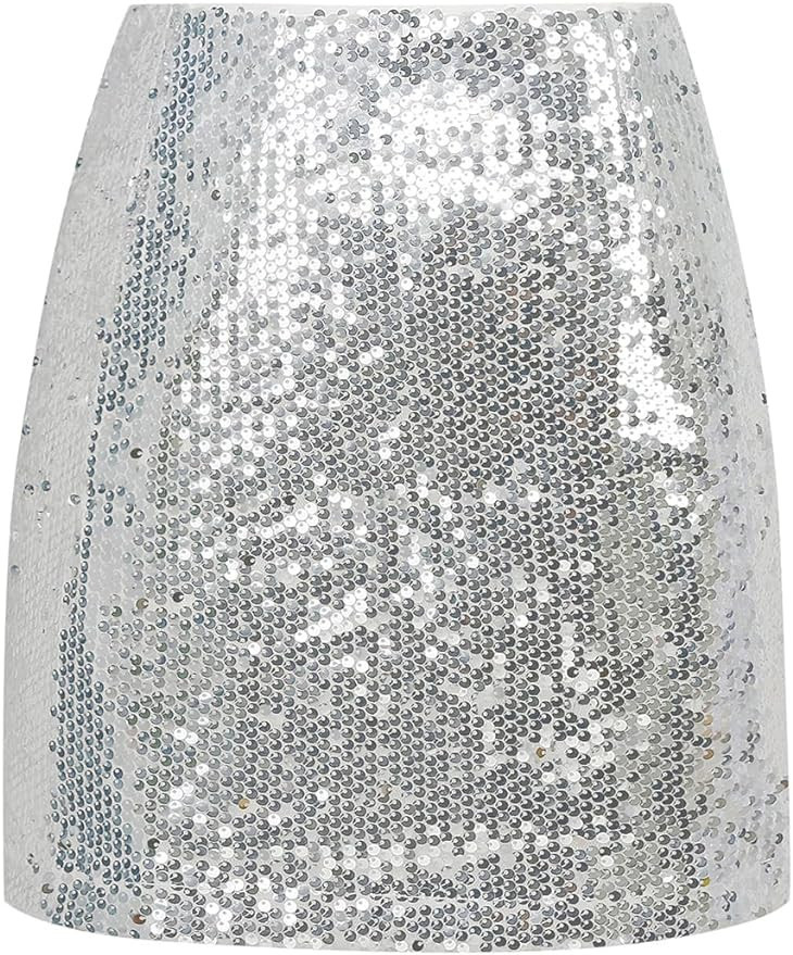 IDEALSANXUN Sequin Skirts for Women Trendy 2023 Sparkly Mini Skirt | Amazon (US)
