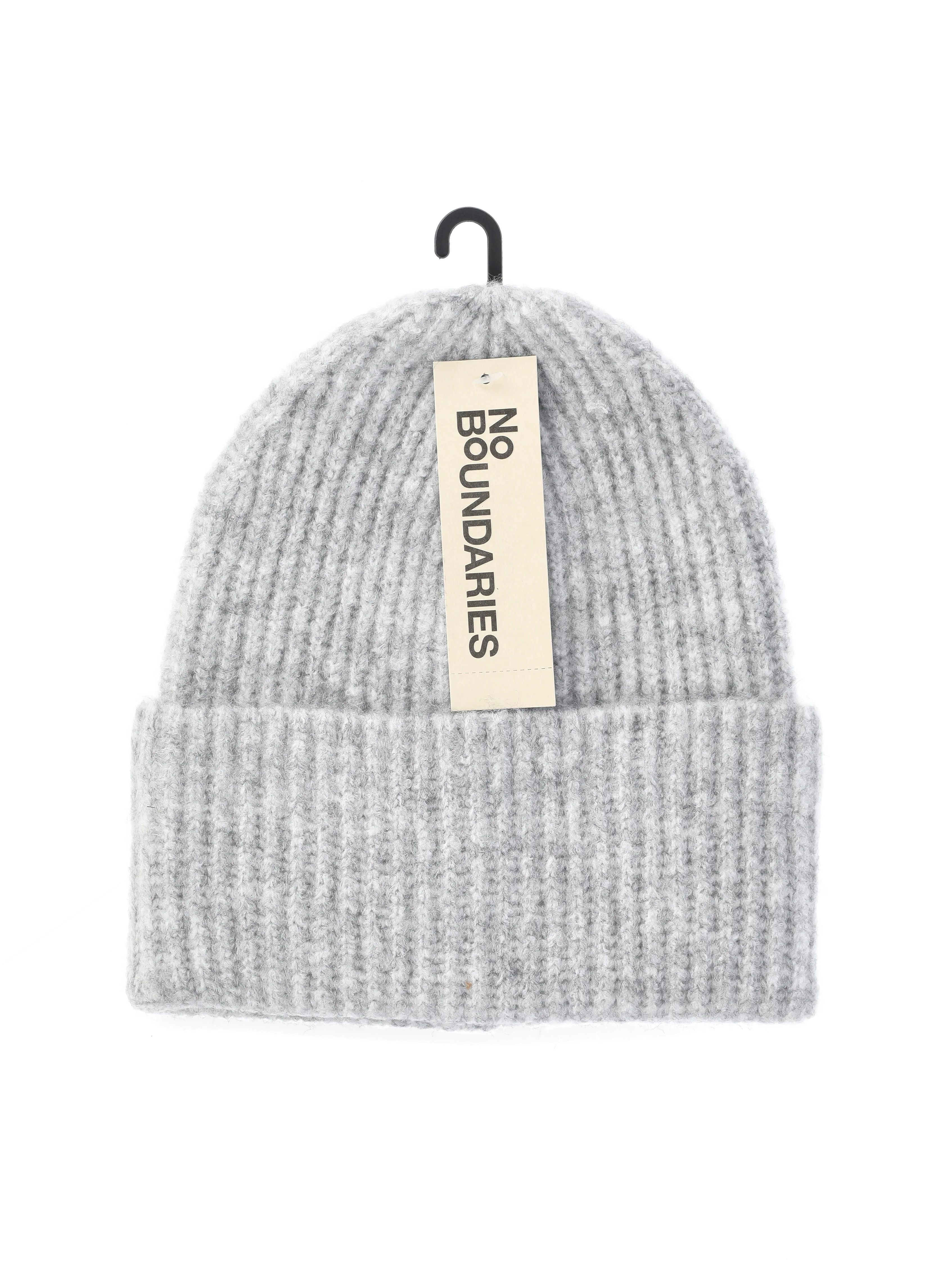No Boundaries Ribbed Fisherman Beanie, Women's, Light Grey Heather | Walmart (US)